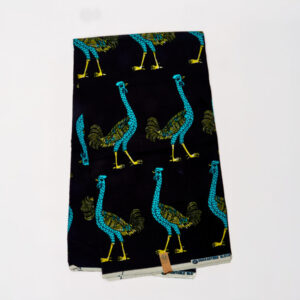 Tissu Super Wax Soso 6 yards - Noir/bleu coq