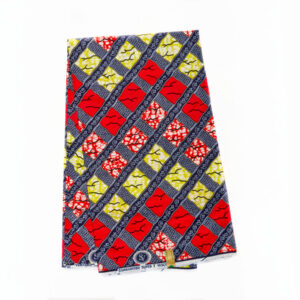 Tissu Super Wax Soso 6 yards - Carré Rouge/Jaune